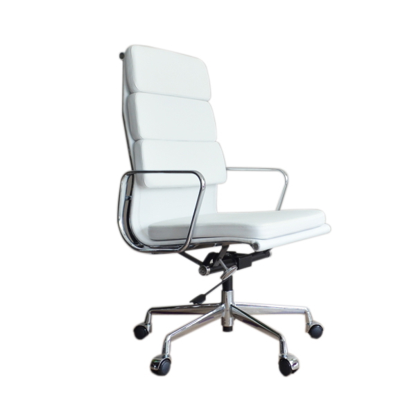 【受注生産】 イームズ アルミナムチェア ホワイト （ハイバック／ソフトパッド） 本革仕様 会議室チェア