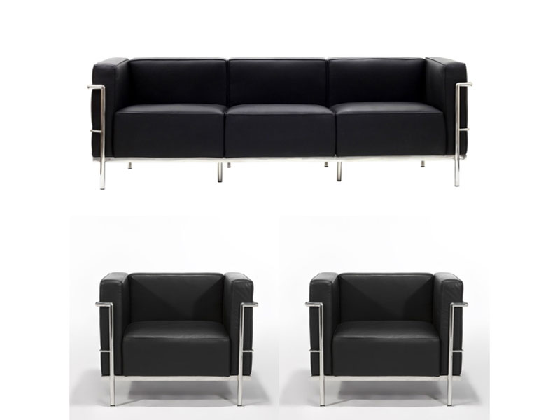 （受注生産品） LC3応接オフィスソファセット　PUレザー　１P2脚+３P　