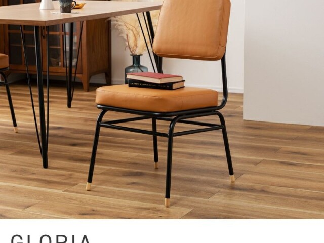 ダイニングチェア 座面高45cm 椅子 ヴィンテージ スチール 本革 完成品 GLORIA