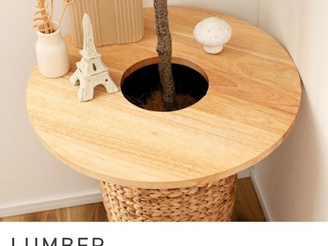 プランターテーブル 丸 完成品 簡単 簡易 サイド 軽い 軽い 天然木 木製 LUMBER