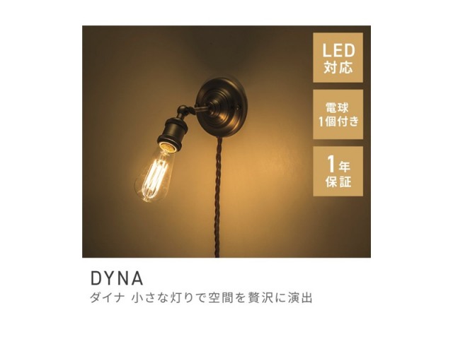 ライト 壁掛けライト ブラケットライト 照明 エジソン球 電球付き 照明器具 DYNA