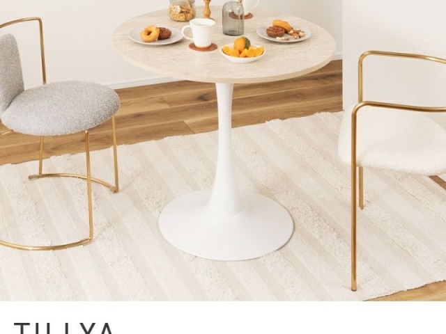 ダイニングテーブル 2人 丸テーブル 白 2人用 ラウンドテーブル ダイニング スチール 高さ73.5cm TILLYA