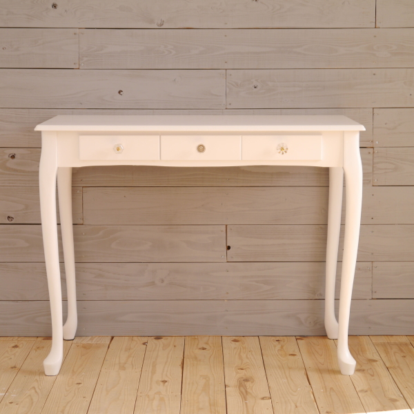 かわいいデスク アンティークなホワイトカラー 幅90