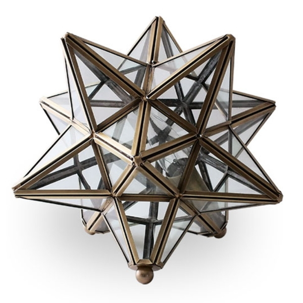 【送料無料】アンティークなデザイン照明 真鍮フレームの星形テーブルライト