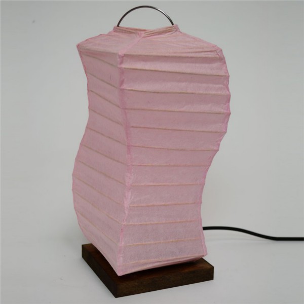 【送料無料】 和風デザイン 楮和紙のシェード ひねり角型スタンドライト 雨だれピンク