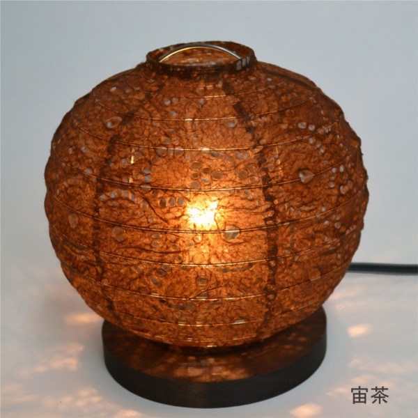 【送料無料】 和風デザイン照明 美濃和紙 丸型テーブルライト ブラウン