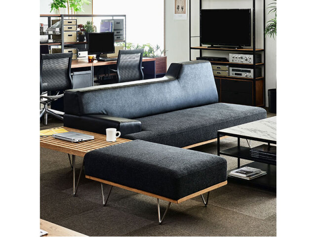 イット 2.5人掛けソファ 右肘 ロイヤルブラック×ダークグレー 《大型商品》