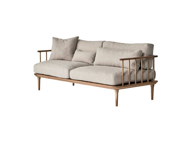 フーバ 3人掛けソファ 両肘 木脚 本体ライトブラウン《大型商品》