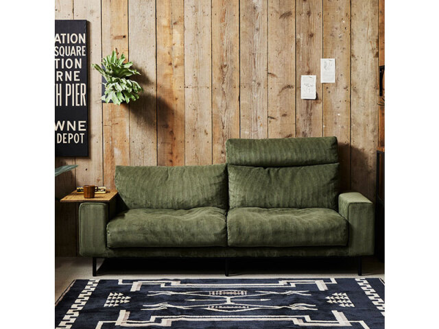 オリーブグリーン 2人掛けソファ プルート 2.5人掛けソファ オリーブグリーン 《大型商品》