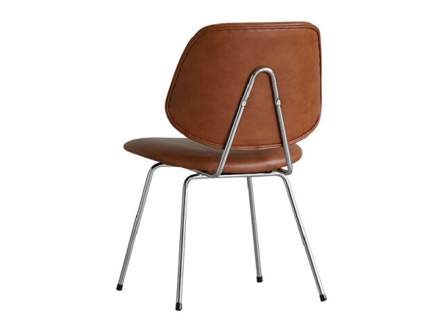 アボック ダイニングチェア 肘無 PUレザーキャメル クロム脚タイプ