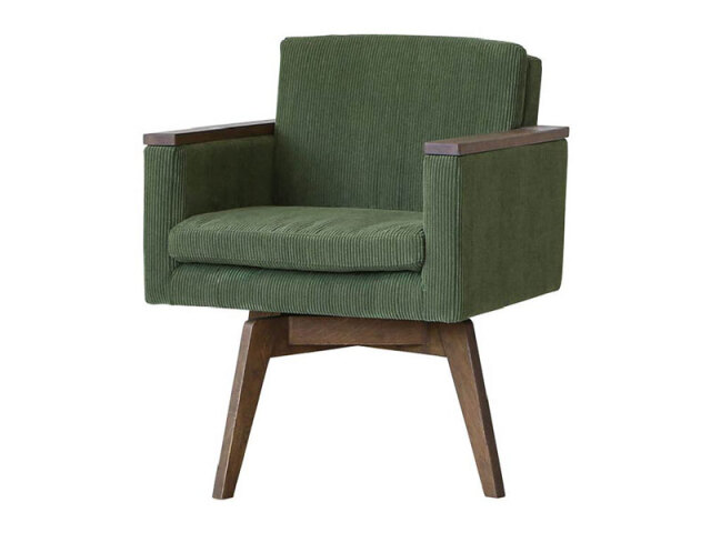 バレル ダイニングチェア 肘付 コーデュロイ オリーブグリーン