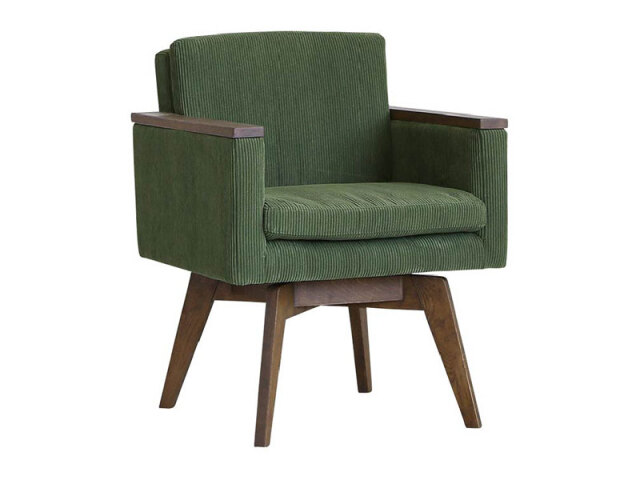 バレル ダイニングチェア 肘付 コーデュロイ オリーブグリーン