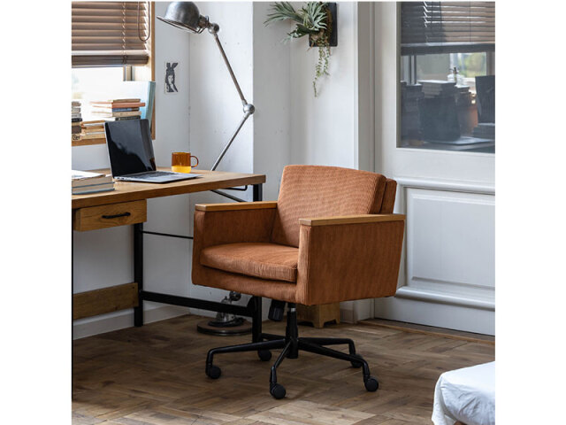 バレル デスクチェア コーデュロイ コーヒーブラウン