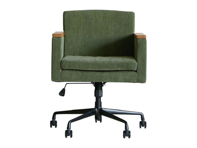 バレル デスクチェア コーデュロイ オリーブグリーン