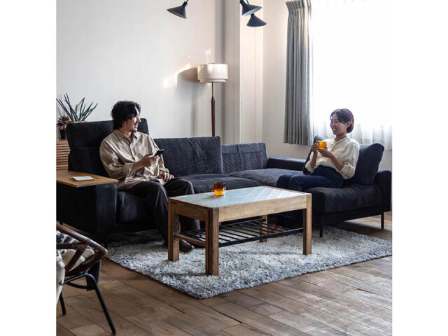 ブラック 右カウチソファ 約192x228cm