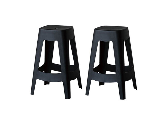 ワオ スツール ハイタイプ ブラック (2脚セット)