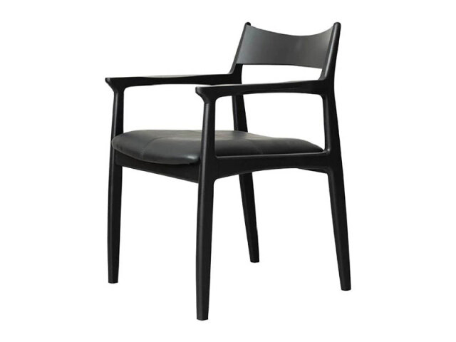 オーウェン2 ダイニングチェア ブラック 肘あり