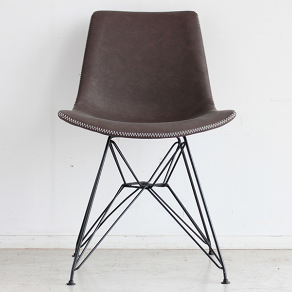 (送料無料)さりげないステッチがおしゃれなビンデージ風ダイニングチェア モダン ブラウン