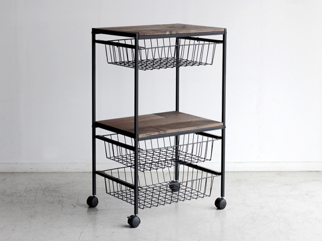 ※値下げ※【展示品】インダストリアルスタイルのラック　キッチンワゴン インダストリアル キッチンワゴン 幅49 ブラック