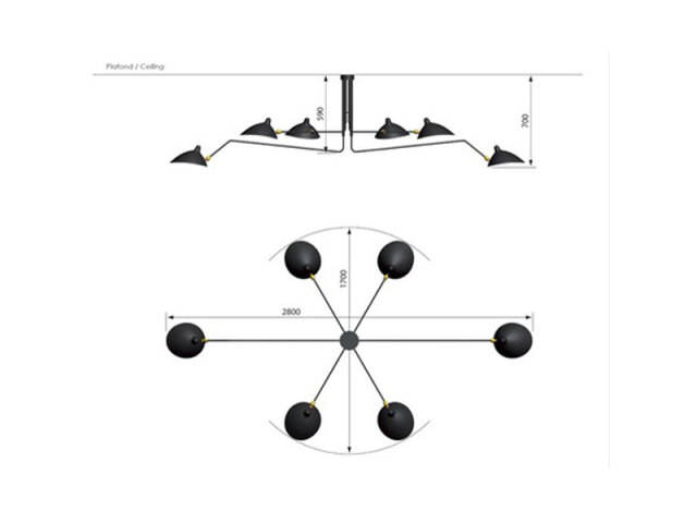 セルジュ・ムーユ ペンダントライト 天井照明 照明 P6 楽天市場】セルジュ・ムーユ SUSPENSION 6 BRAS PIVOTANTS