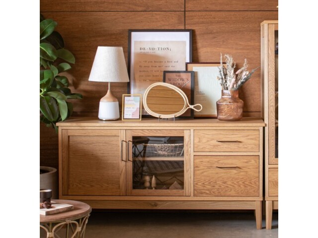 (送料無料)　オーク材の表情が楽しめる国産リビングボード