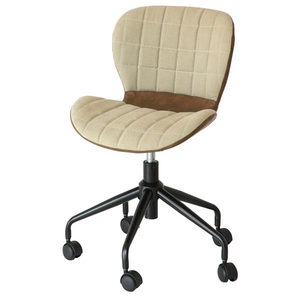 (送料無料)かわいいオフィスチェア カフェに最適 ツートンカラー ベージュ 昇降機能