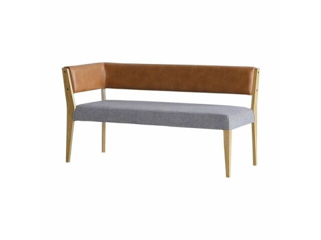 カイン ベンチ 140cm 片肘 ライトブラウン/背PVC-BR座IC-GY