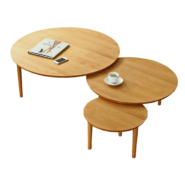 (送料無料)北欧デザイン バルーン90-3枚テーブル アルダー天板