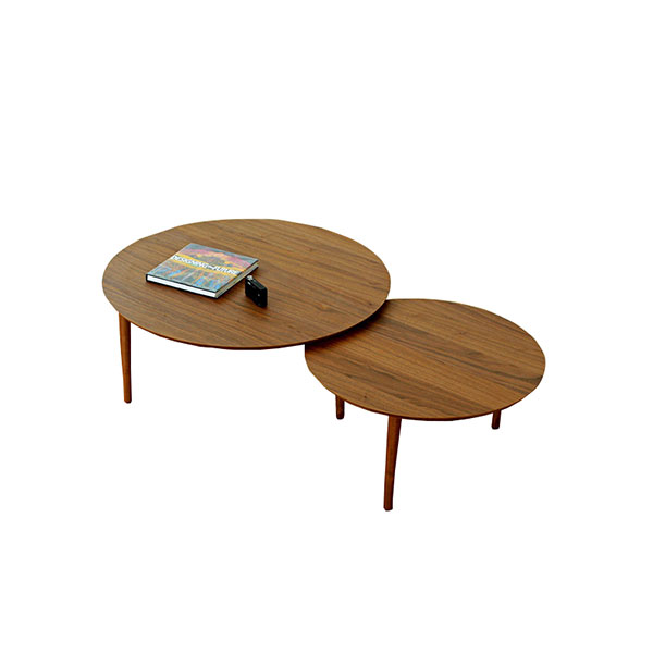 (送料無料)北欧デザイン バルーン90-2枚テーブル ウォールナット