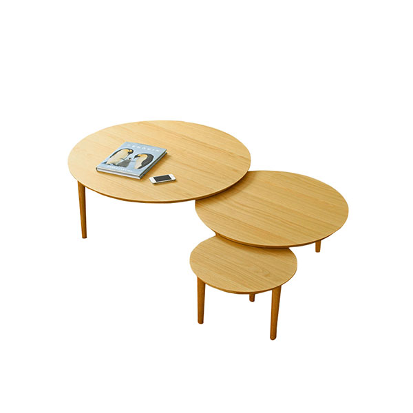 (送料無料)北欧デザイン バルーン90-3枚テーブル ホワイトオーク