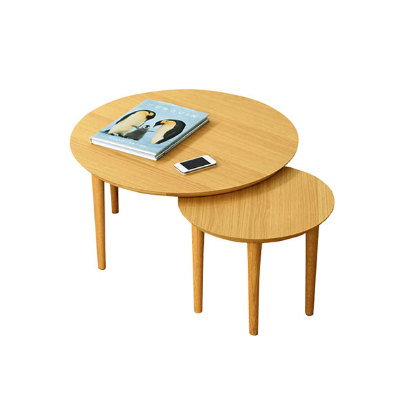 (送料無料)北欧デザイン バルーン69-2枚テーブル ホワイトオーク