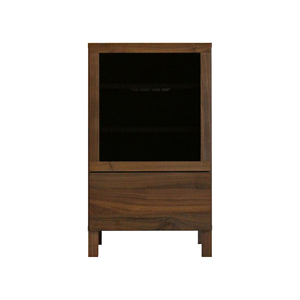 (送料無料)レッチェ 50サイドボード ウォールナット 黒ガラス