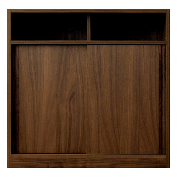 (送料無料)VINE キッチンカウンター スライド扉 収納　 ウォールナットブラウン 幅90