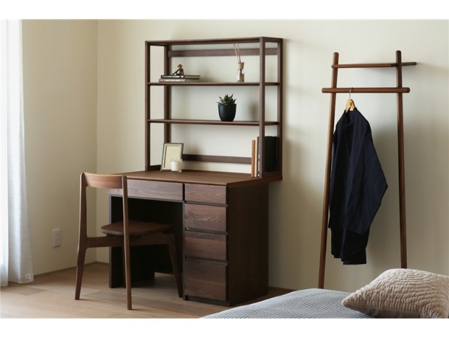 ASTER アスター DESK SET4 ウォルナット (オーダー突板天板 (幅90cm 奥行き60cm) + 60デスク + 30チェスト + 90ラック) 天板のみ受注生産 ※チェア別売