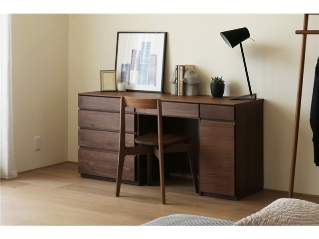 ASTER アスター DESK SET7 ウォルナット (150天板 + 60チェスト + 60デスク + 30キャビネット（左開き・右開き)) ※チェア別売