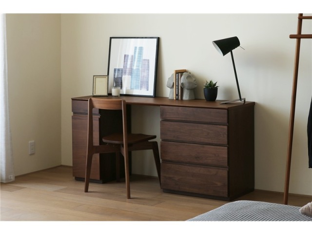 ASTER アスター DESK SET8  ウォルナット (150天板 + 30キャビネット(左開き・右開き) + 60チェスト) ※チェア別売