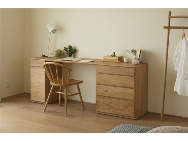 ASTER アスター DESK SET10 オーク (180天板 + 30キャビネット(左開き・右開き) ＋ 60チェスト) ※チェア別売