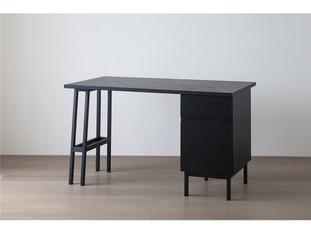PLAIN DESK プレーンデスク SET5 オーダー突板天板 (幅120cm奥行 70cm) + 片脚パーツ 天板奥行き55cm～70cm用 + 35 チェストパーツ 天板奥行き55cm～70cm用