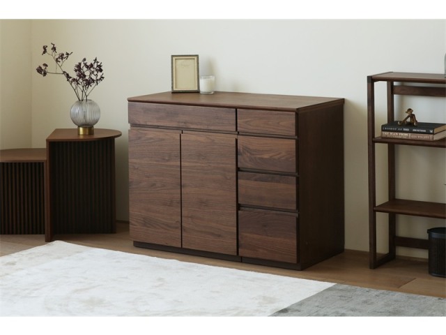 ASTER アスター LIVING SET2 ウォルナット (90天板 + 60キャビネット + 30チェスト)