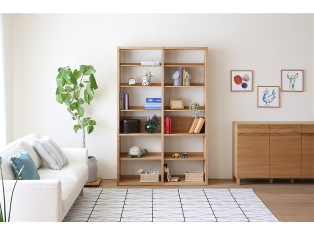 GALLE ガレ SHELF SET2 オーク 幅127cm (65 本棚 (右加工あり) + 59 本棚 パーツ + エンドパネル(右エンド))