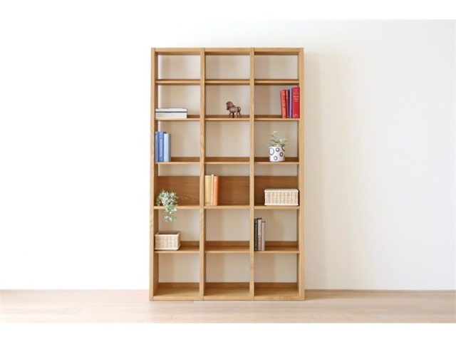 GALLE ガレ SHELF SET3 オーク 幅117cm (41本棚 (右加工あり) + 35 本棚 パーツ + 41 本棚 (左加工あり))