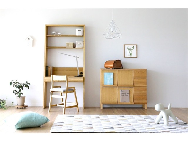 GALLE ガレ DESK SET1 オーク 幅95cm (エンドパネル(左) + 89 学習デスク パーツ+ エンドパネル (右))