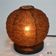 【送料無料】 和風デザイン照明 美濃和紙 丸型テーブルライト ブラウン