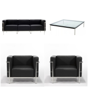 【受注生産品】LC3 ル・コルビジェ 応接ソファセット 本革 LC10テーブル付き (デザイナーズ家具)