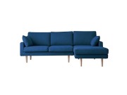 LEO SOFA レオ カウチタイプ ネイビー 2人掛け（左肘）＋シェーズロング（右肘） オーク脚/ウォルナット脚