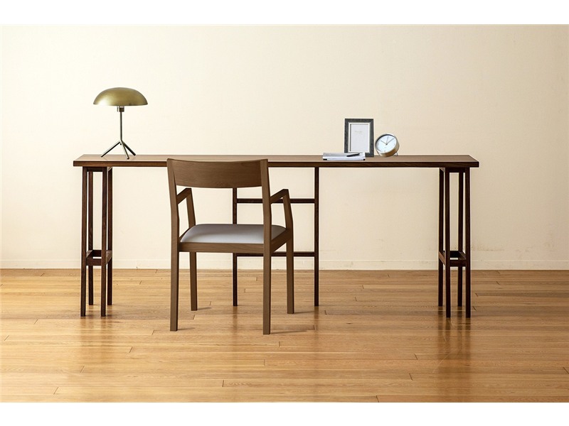 PLAIN DESK プレーンデスク SET11 オーダー突板天板 (幅180cm奥行45cm)+ 片脚パーツ 天板奥行き45cm～54cm用 x2 + 片脚パーツ 天板奥行き45cm～54cm用 + 中脚パーツ【OAK欠品中：9/11入荷予定】