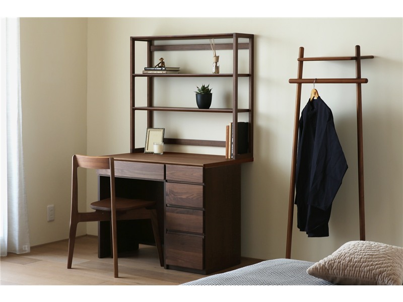 ASTER アスター DESK SET4 ウォルナット (オーダー突板天板 (幅90cm 奥行き60cm) + 60デスク + 30チェスト + 90ラック) 天板のみ受注生産 ※チェア別売