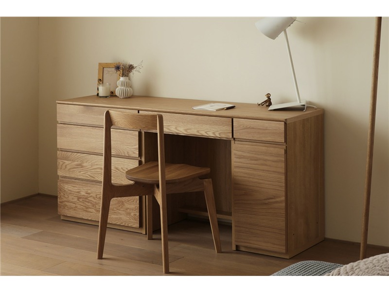 ASTER アスター DESK SET7 オーク (150天板 + 60チェスト + 60デスク + 30キャビネット(左開き・右開き) ※置きミラー・チェア別売