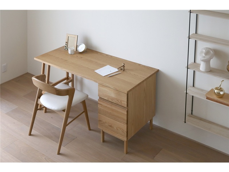 PLAIN DESK プレーンデスク SET3 オーダー突板天板 (幅120cm奥行60cm) + 片脚パーツ 天板奥行き55cm～70cm用 + 35チェストパーツ 天板奥行き55cm～70cm用