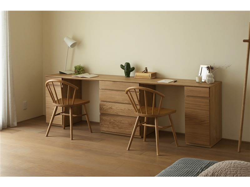 ASTER アスター DESK SET12 オーク (240天板 + 30キャビネット (左開き) + 60チェスト + 30キャビネット (右開き)) ※チェア別売